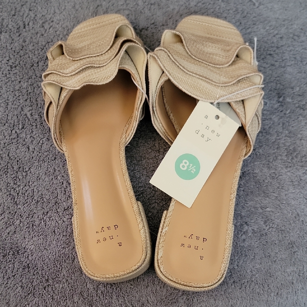 A New Day Women's Cream Ruffle Sandals